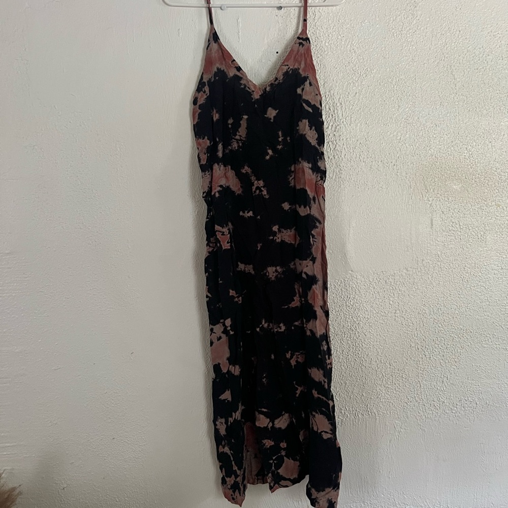 Navy and Pink Tie-Dye slip dress